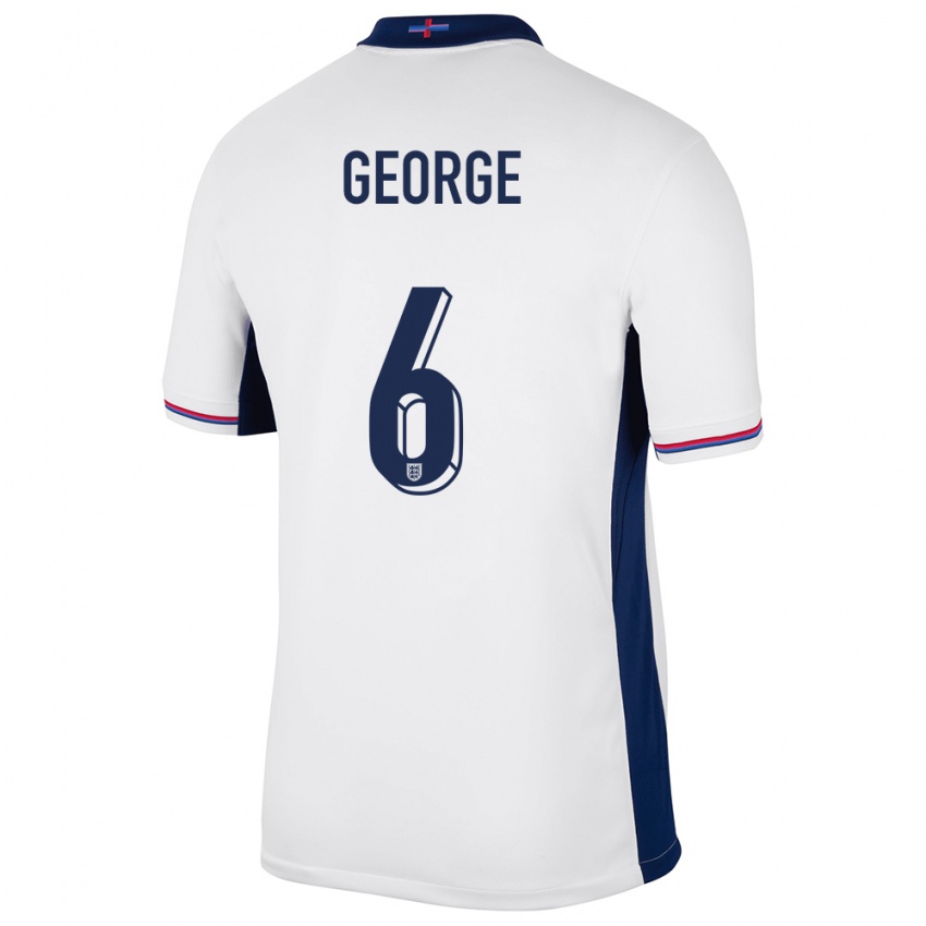 Niño Camiseta Inglaterra Gabby George #6 Blanco 1ª Equipación 24-26 La Camisa