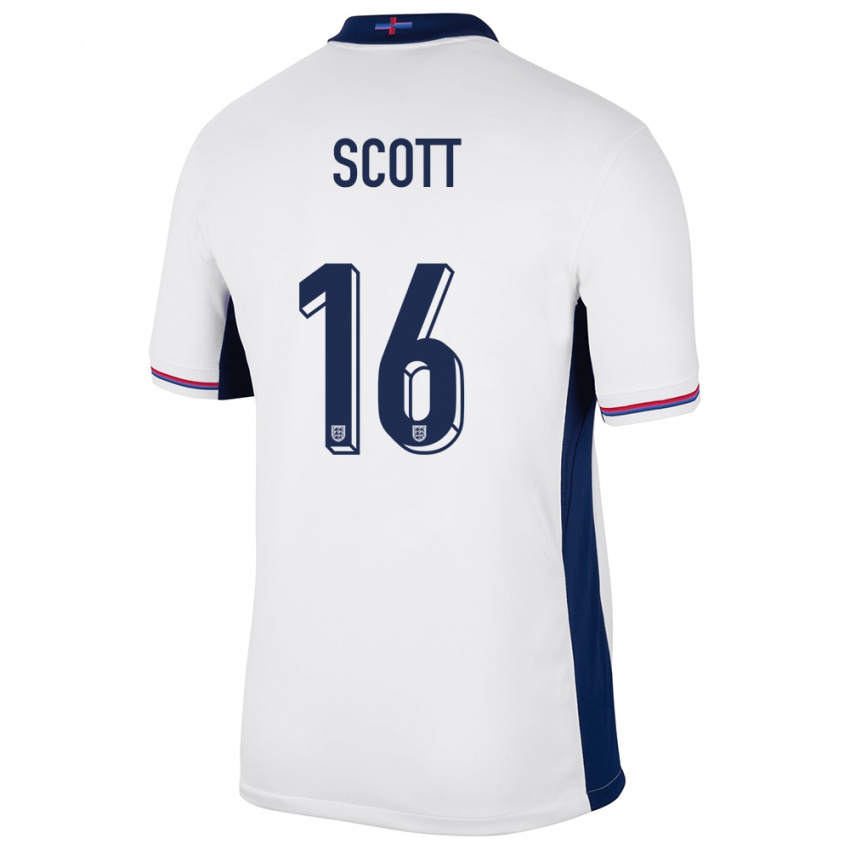 Niño Camiseta Inglaterra Jill Scott #16 Blanco 1ª Equipación 24-26 La Camisa
