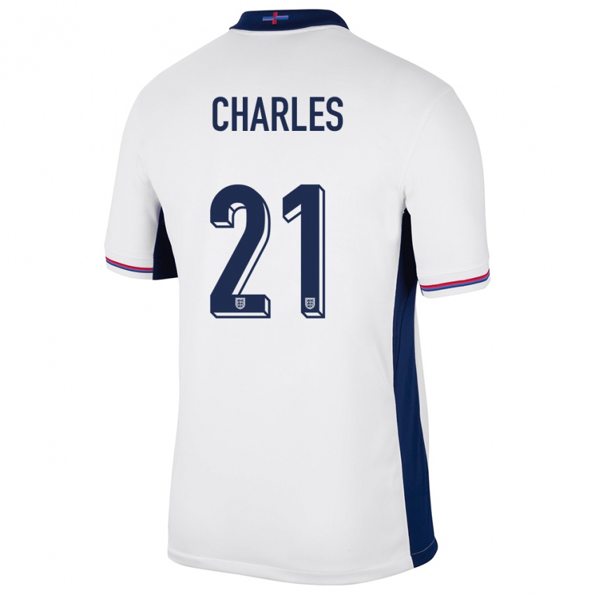 Niño Camiseta Inglaterra Niamh Charles #21 Blanco 1ª Equipación 24-26 La Camisa