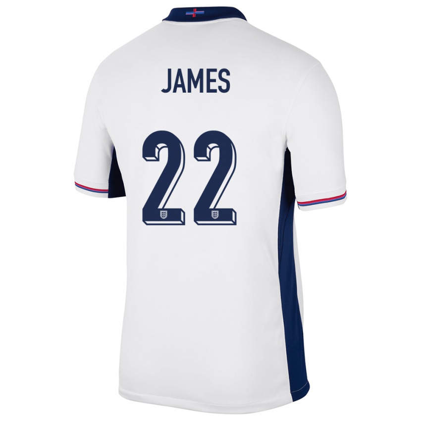 Niño Camiseta Inglaterra Lauren James #22 Blanco 1ª Equipación 24-26 La Camisa