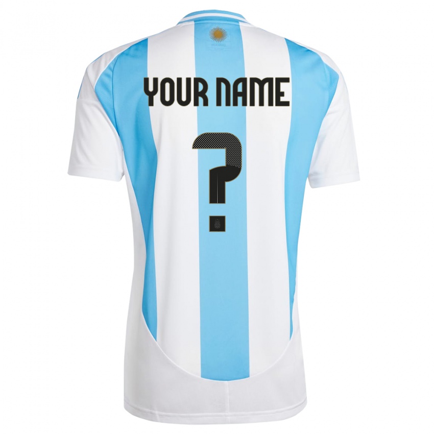 Niño Camiseta Argentina Su Nombre #0 Blanco Azul 1ª Equipación 24-26 La Camisa