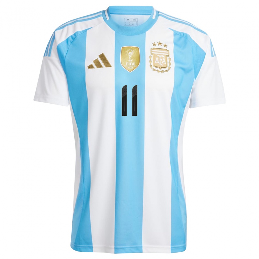 Niño Camiseta Argentina Ezequiel Barco #11 Blanco Azul 1ª Equipación 24-26 La Camisa