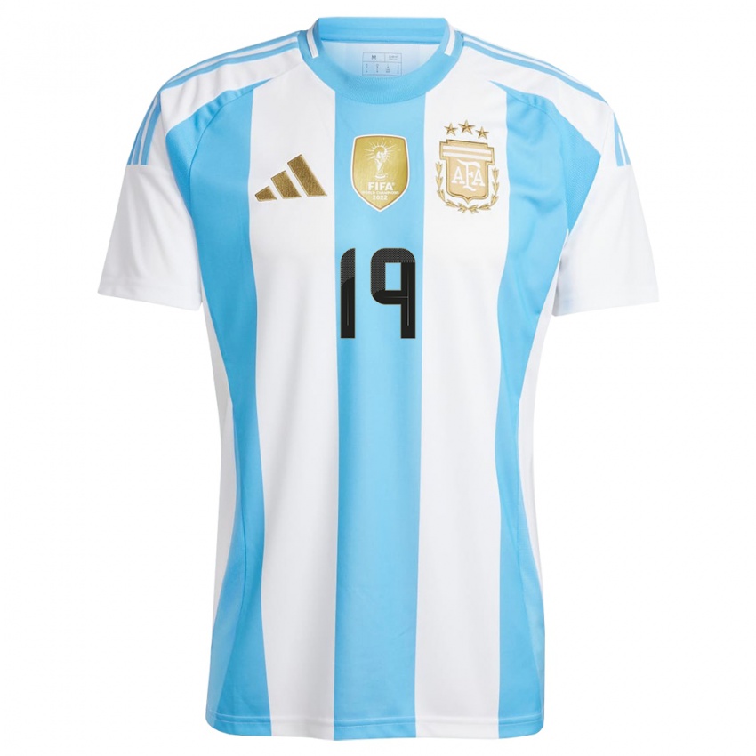 Niño Camiseta Argentina Francisco Ortega #19 Blanco Azul 1ª Equipación 24-26 La Camisa
