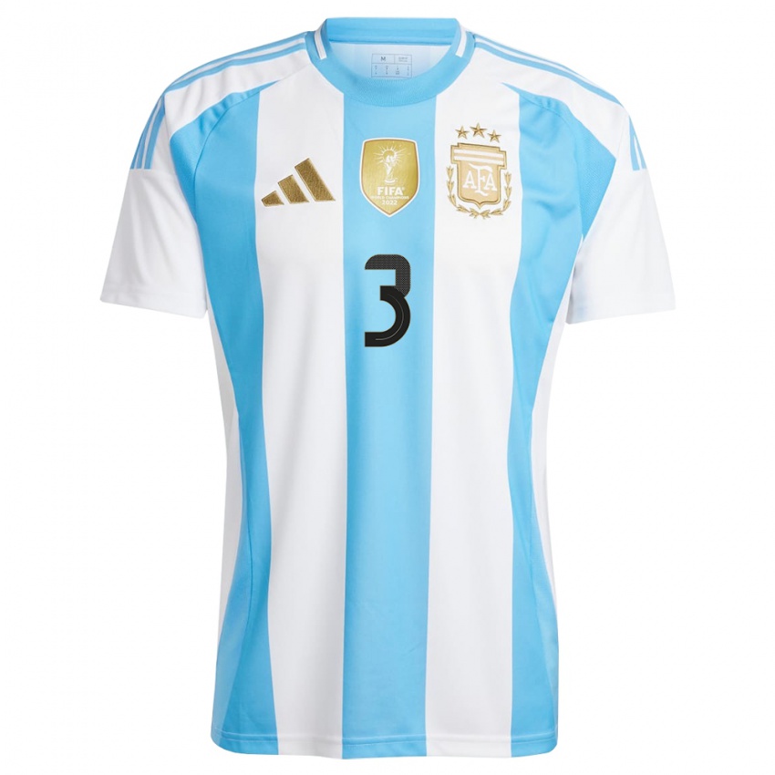Niño Camiseta Argentina Julian Aude #3 Blanco Azul 1ª Equipación 24-26 La Camisa