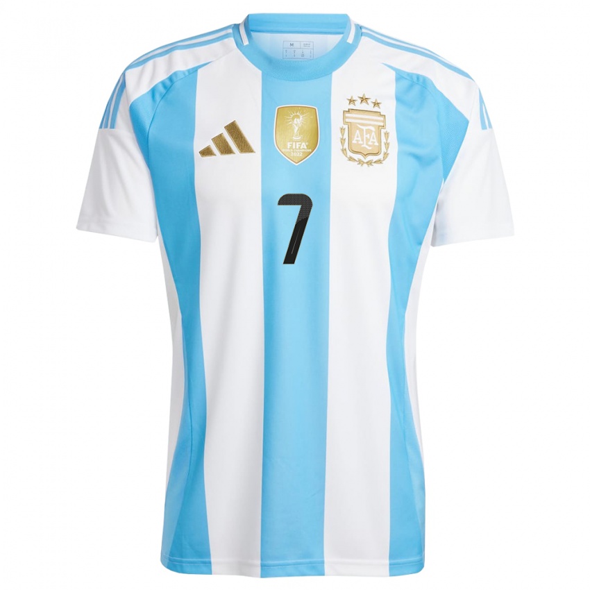 Niño Camiseta Argentina Mateo Sanabria #7 Blanco Azul 1ª Equipación 24-26 La Camisa