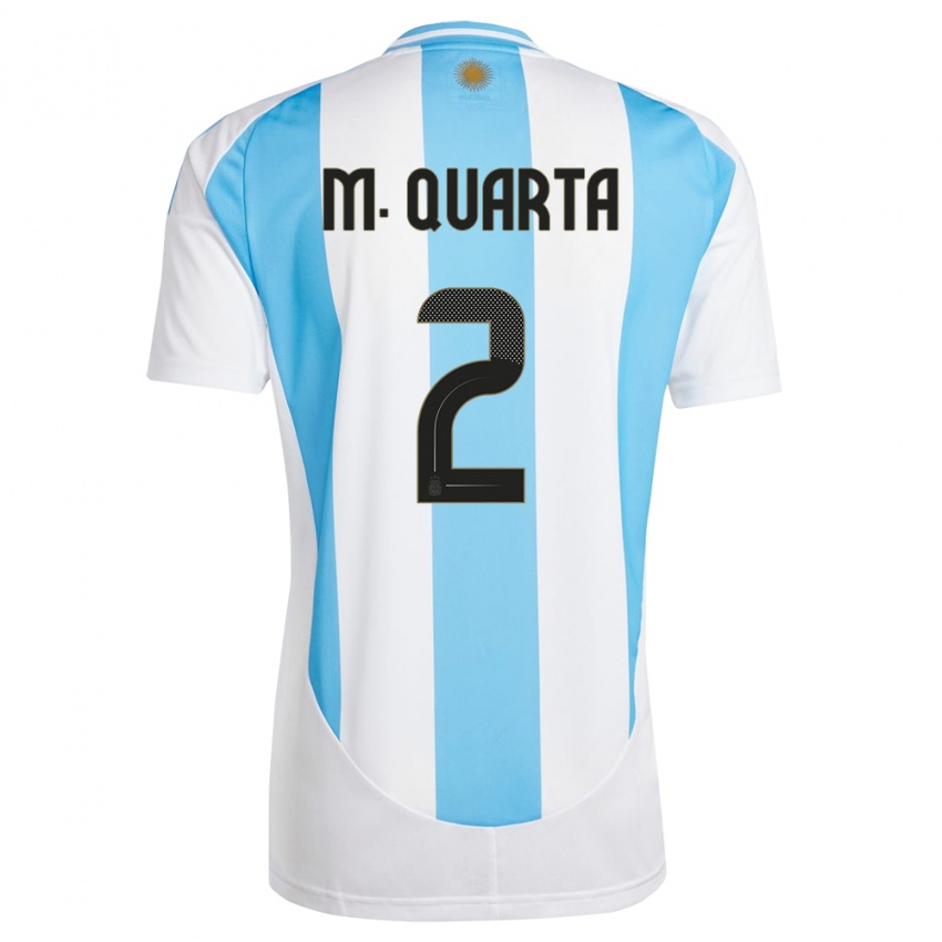 Niño Camiseta Argentina Lucas Martinez Quarta #2 Blanco Azul 1ª Equipación 24-26 La Camisa