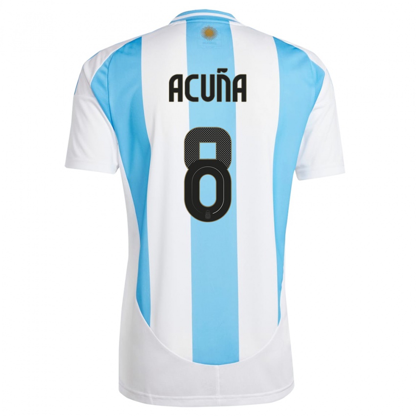 Niño Camiseta Argentina Marcos Acuna #8 Blanco Azul 1ª Equipación 24-26 La Camisa