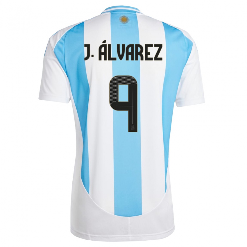 Niño Camiseta Argentina Julian Alvarez #9 Blanco Azul 1ª Equipación 24-26 La Camisa