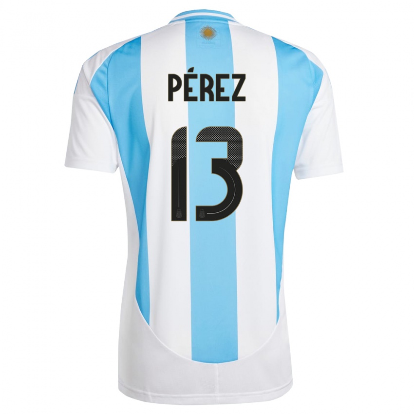 Niño Camiseta Argentina Nehuen Perez #13 Blanco Azul 1ª Equipación 24-26 La Camisa