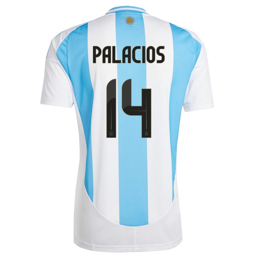 Niño Camiseta Argentina Exequiel Palacios #14 Blanco Azul 1ª Equipación 24-26 La Camisa