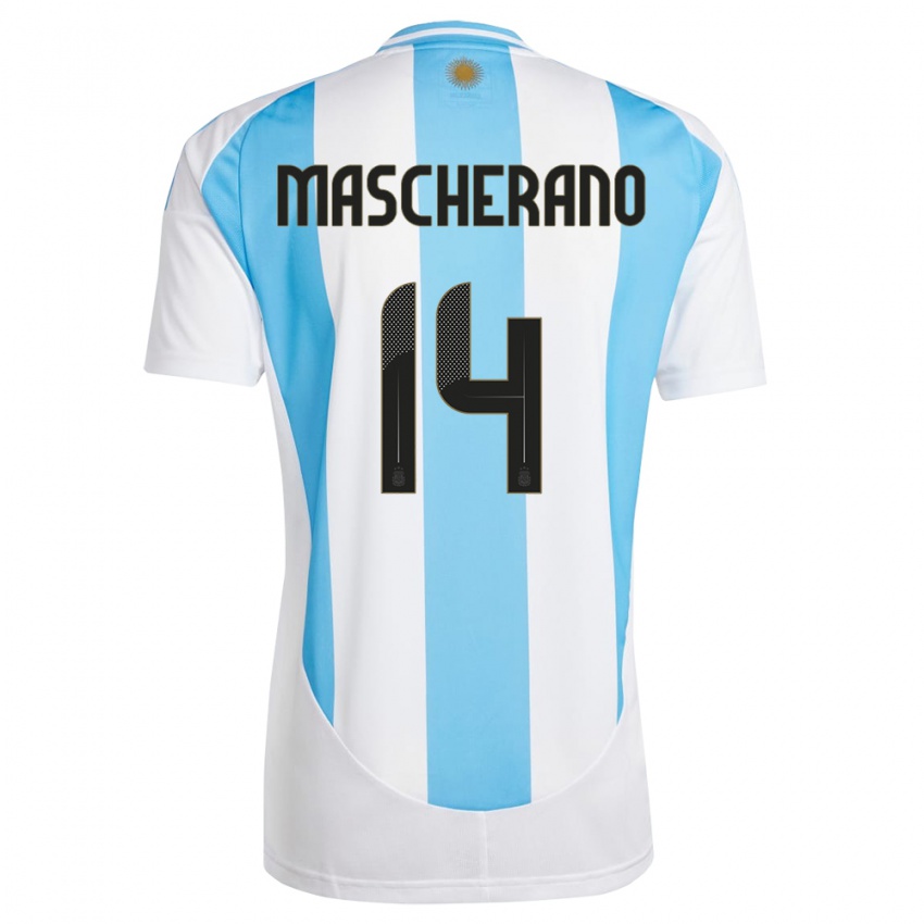 Niño Camiseta Argentina Javier Mascherano #14 Blanco Azul 1ª Equipación 24-26 La Camisa