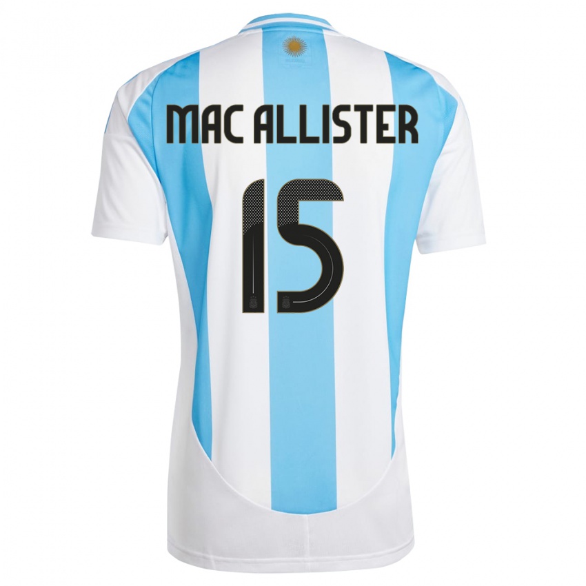 Niño Camiseta Argentina Alexis Mac Allister #15 Blanco Azul 1ª Equipación 24-26 La Camisa
