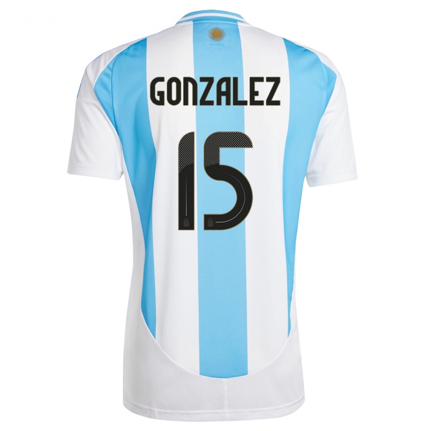 Niño Camiseta Argentina Nicolas Gonzalez #15 Blanco Azul 1ª Equipación 24-26 La Camisa