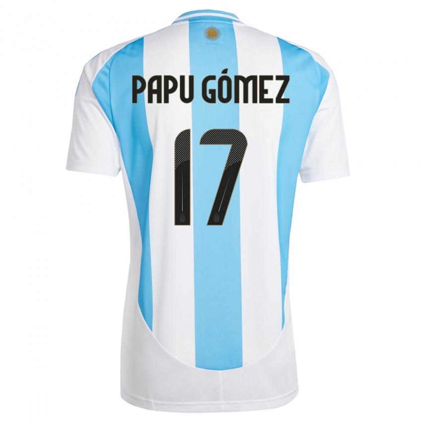 Niño Camiseta Argentina Papu Gomez #17 Blanco Azul 1ª Equipación 24-26 La Camisa