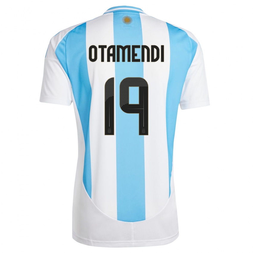 Niño Camiseta Argentina Nicolas Otamendi #19 Blanco Azul 1ª Equipación 24-26 La Camisa