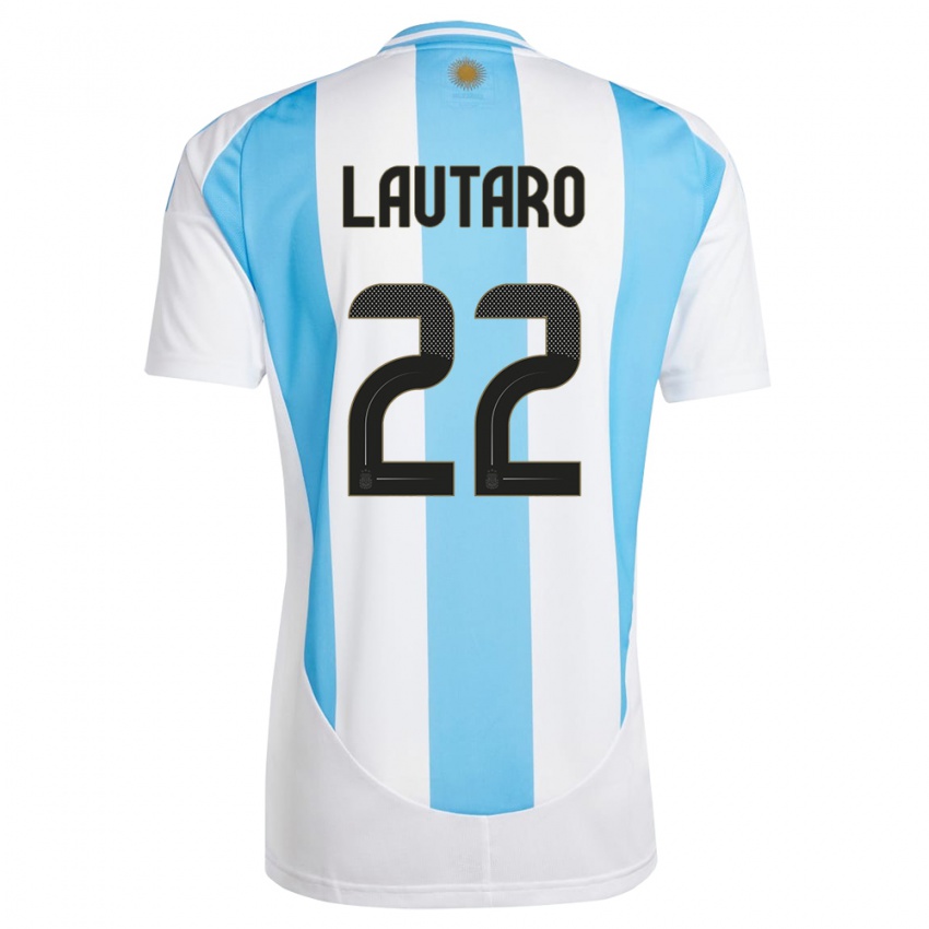 Niño Camiseta Argentina Lautaro Martinez #22 Blanco Azul 1ª Equipación 24-26 La Camisa
