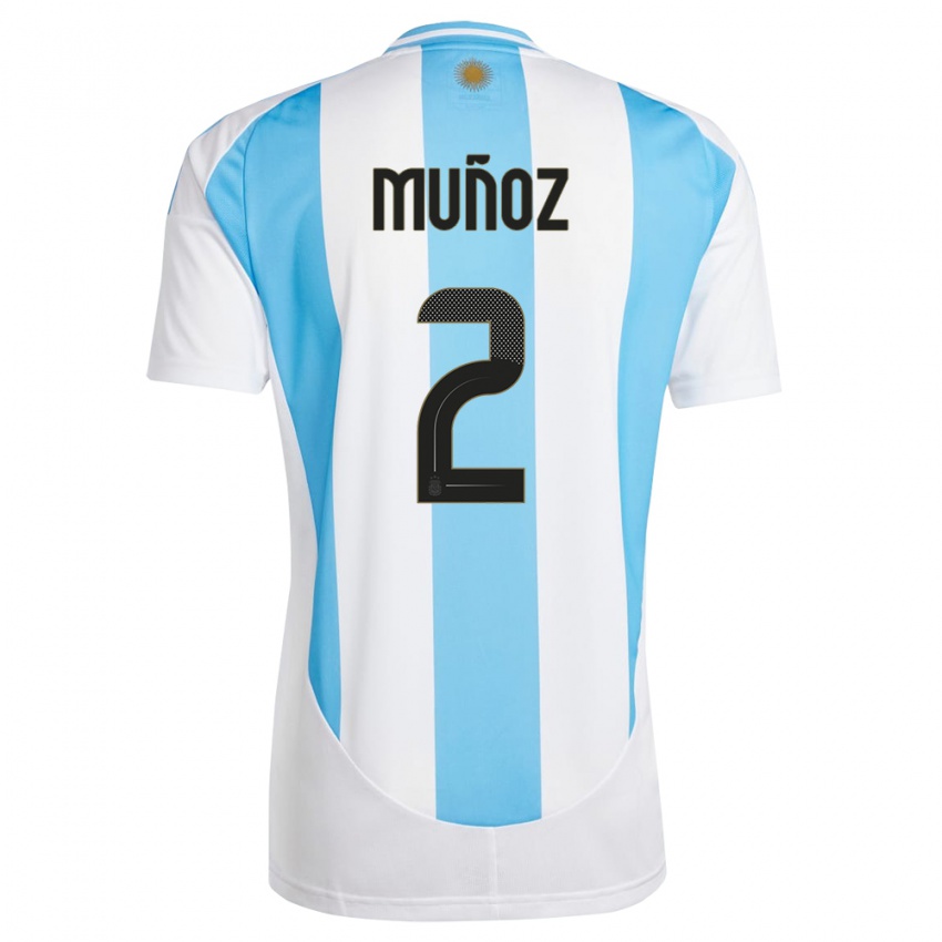 Niño Camiseta Argentina Luana Munoz #2 Blanco Azul 1ª Equipación 24-26 La Camisa