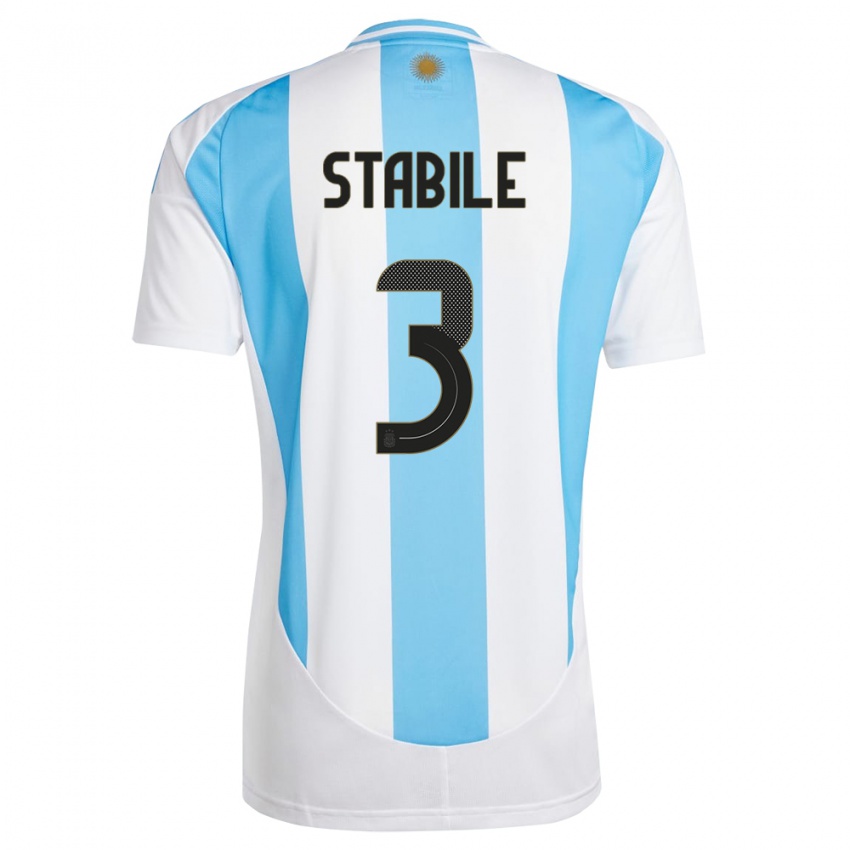 Niño Camiseta Argentina Eliana Stabile #3 Blanco Azul 1ª Equipación 24-26 La Camisa