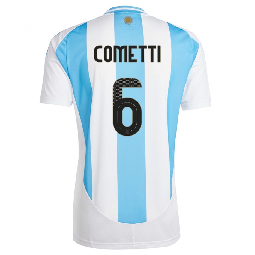 Niño Camiseta Argentina Aldana Cometti #6 Blanco Azul 1ª Equipación 24-26 La Camisa