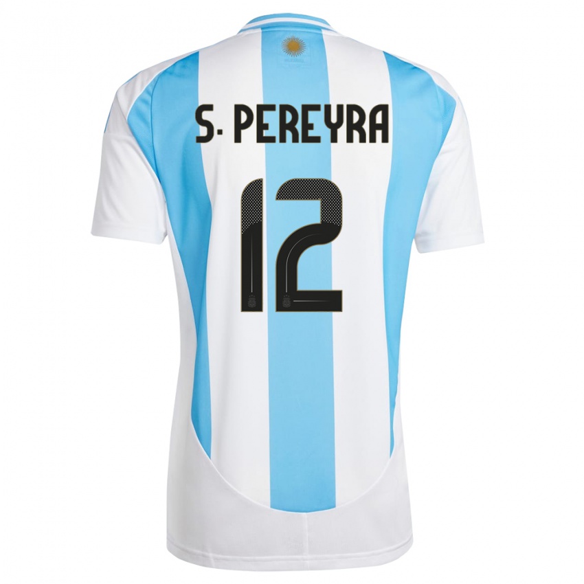Niño Camiseta Argentina Solana Pereyra #12 Blanco Azul 1ª Equipación 24-26 La Camisa