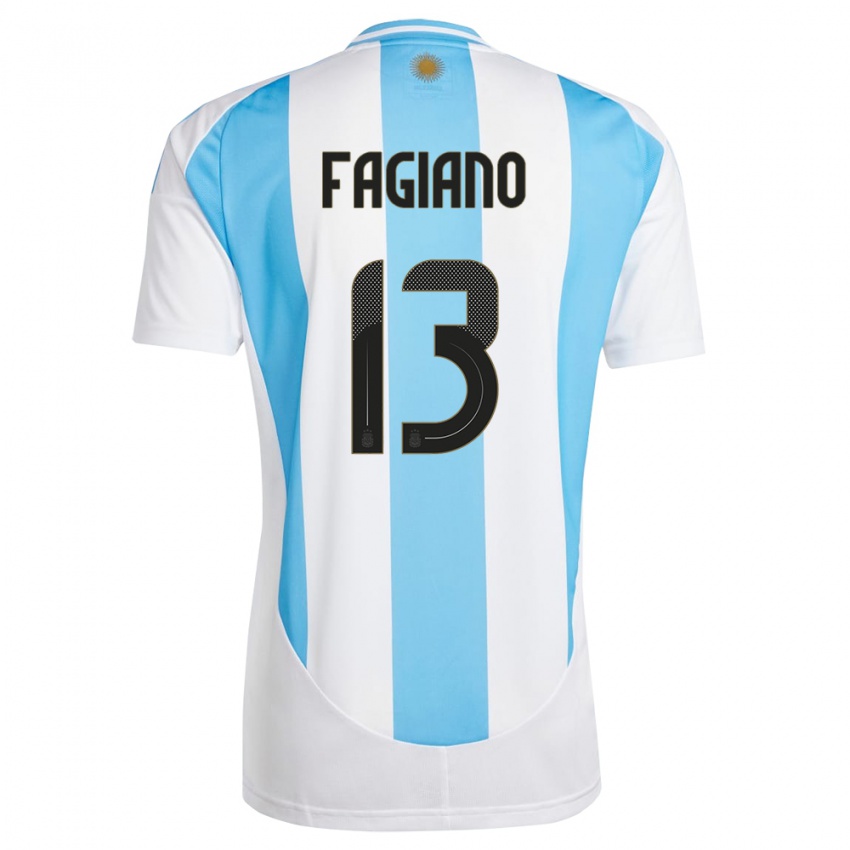 Niño Camiseta Argentina Paloma Fagiano #13 Blanco Azul 1ª Equipación 24-26 La Camisa
