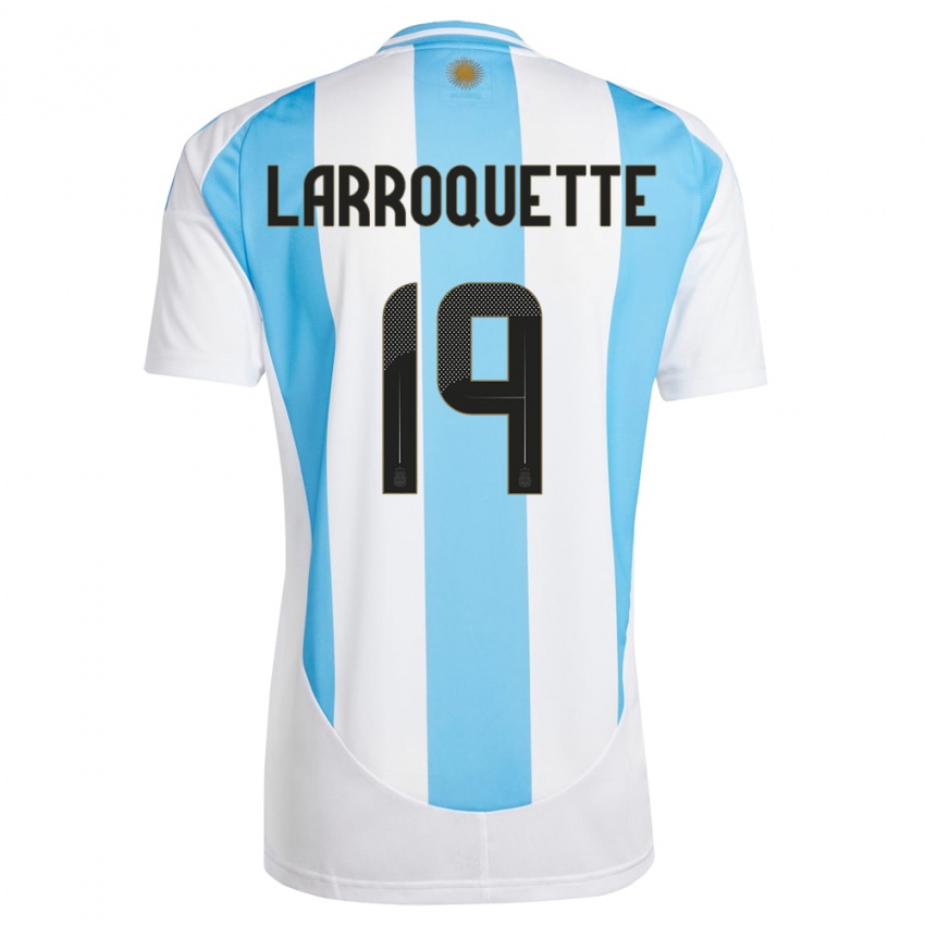 Niño Camiseta Argentina Mariana Larroquette #19 Blanco Azul 1ª Equipación 24-26 La Camisa