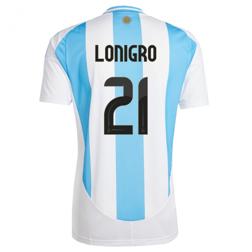 Niño Camiseta Argentina Erica Lonigro #21 Blanco Azul 1ª Equipación 24-26 La Camisa