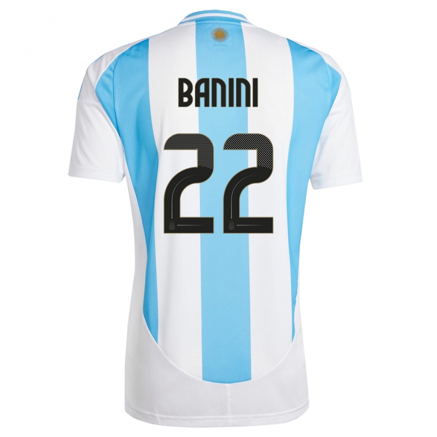 Niño Camiseta Argentina Estefania Banini #22 Blanco Azul 1ª Equipación 24-26 La Camisa