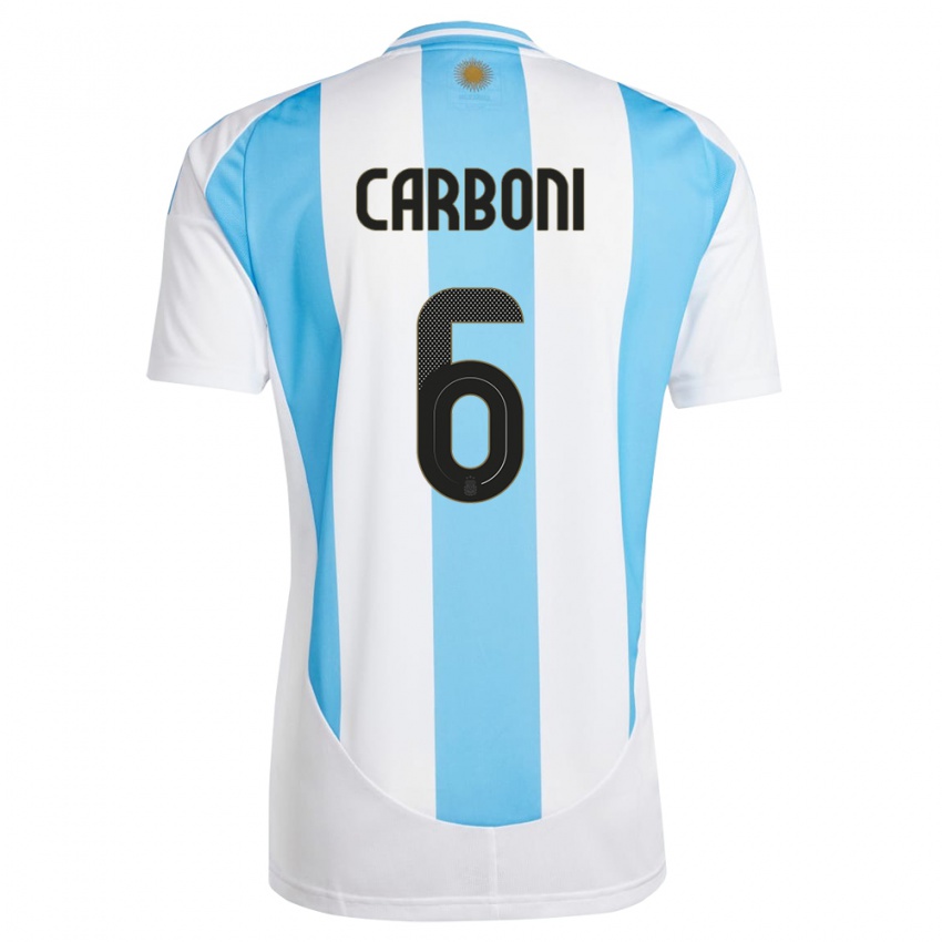 Niño Camiseta Argentina Franco Carboni #6 Blanco Azul 1ª Equipación 24-26 La Camisa