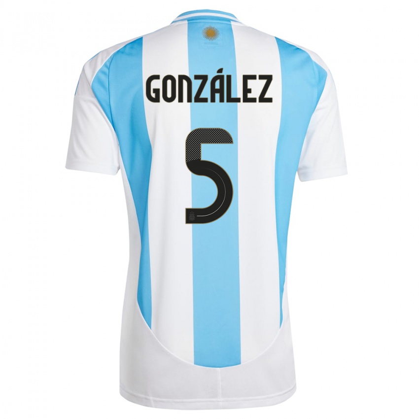 Niño Camiseta Argentina Maximiliano Gonzalez #5 Blanco Azul 1ª Equipación 24-26 La Camisa