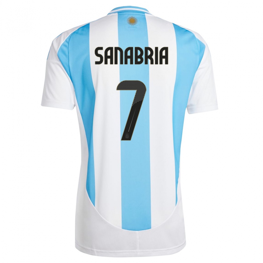 Niño Camiseta Argentina Mateo Sanabria #7 Blanco Azul 1ª Equipación 24-26 La Camisa