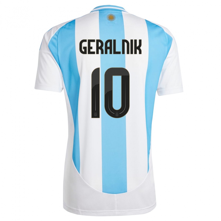 Niño Camiseta Argentina Tiago Geralnik #10 Blanco Azul 1ª Equipación 24-26 La Camisa