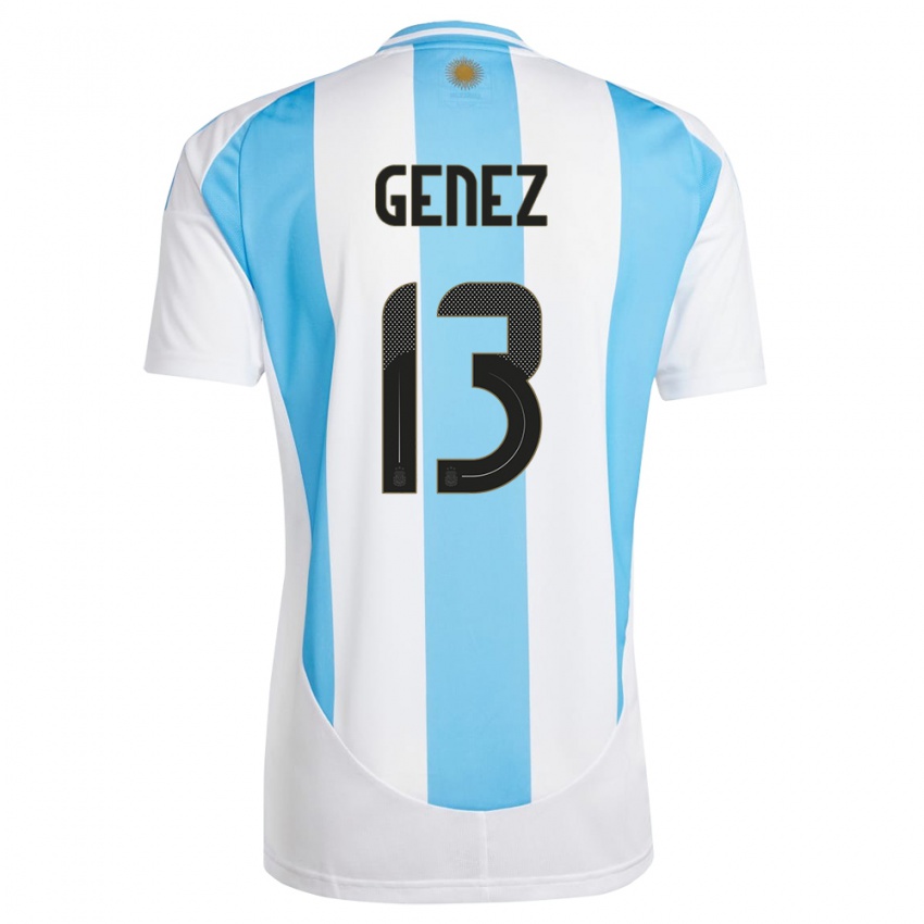 Niño Camiseta Argentina Nahuel Genez #13 Blanco Azul 1ª Equipación 24-26 La Camisa