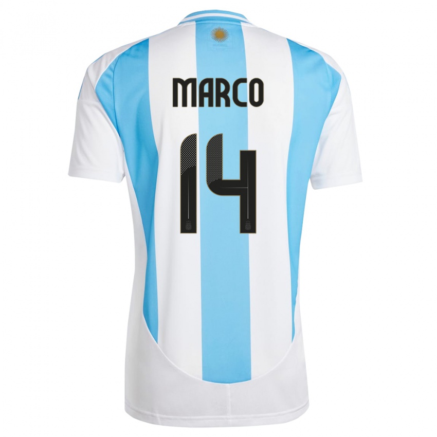 Niño Camiseta Argentina Francisco Marco #14 Blanco Azul 1ª Equipación 24-26 La Camisa