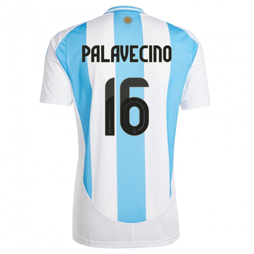 Niño Camiseta Argentina Nicolas Palavecino #16 Blanco Azul 1ª Equipación 24-26 La Camisa