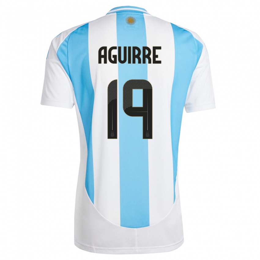 Niño Camiseta Argentina Brian Aguirre #19 Blanco Azul 1ª Equipación 24-26 La Camisa
