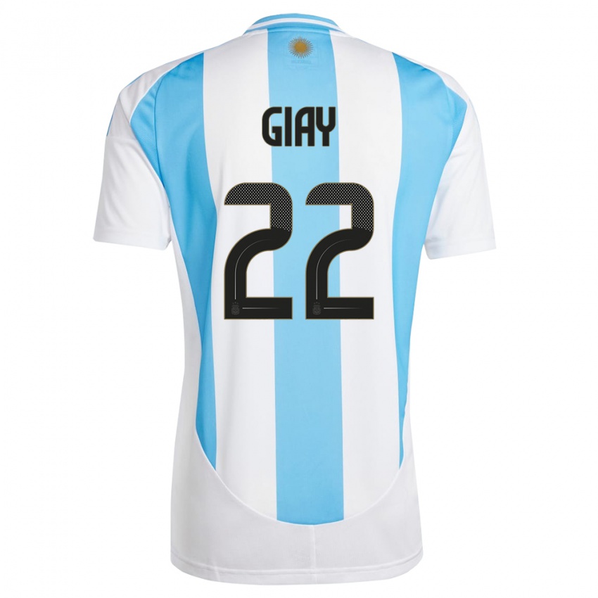 Niño Camiseta Argentina Agustin Giay #22 Blanco Azul 1ª Equipación 24-26 La Camisa