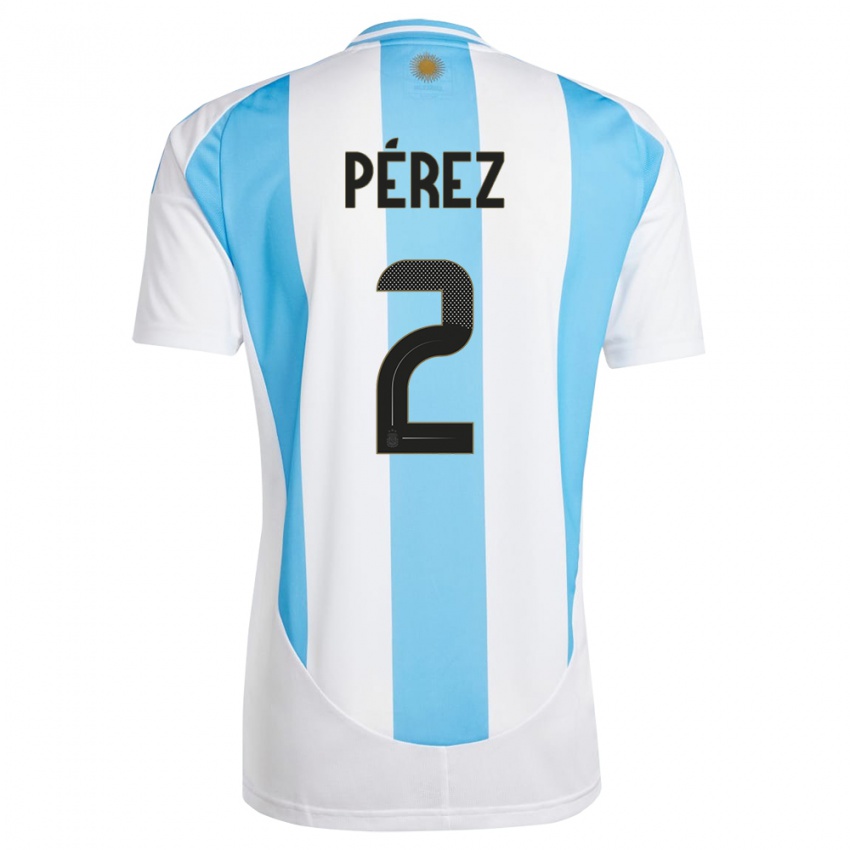 Niño Camiseta Argentina Nehuen Perez #2 Blanco Azul 1ª Equipación 24-26 La Camisa