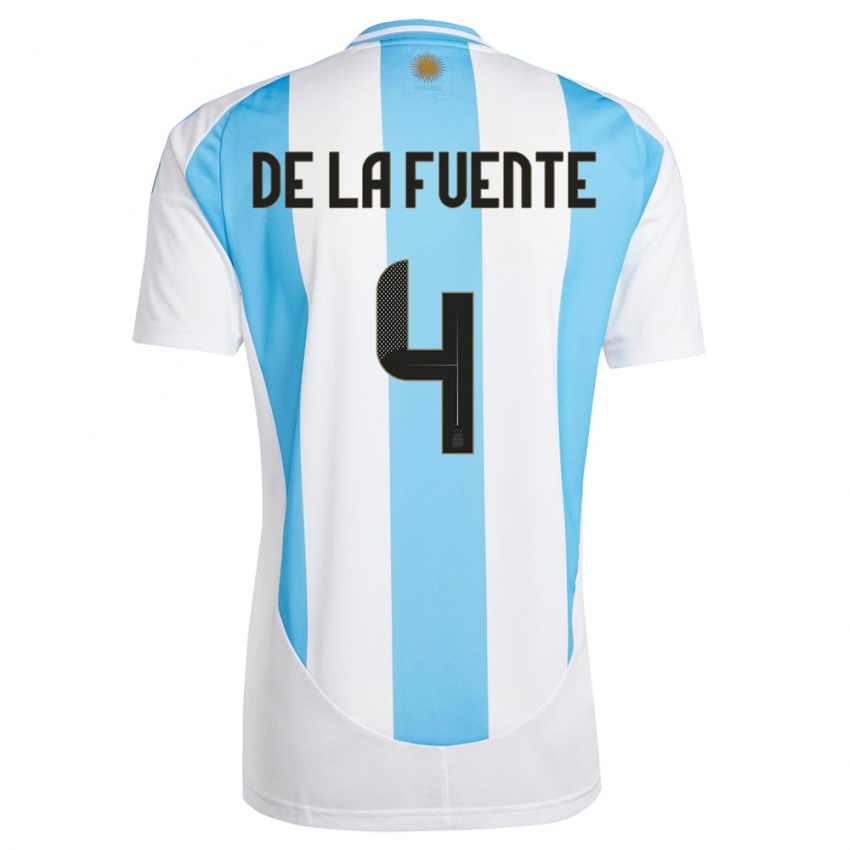 Niño Camiseta Argentina Hernan De La Fuente #4 Blanco Azul 1ª Equipación 24-26 La Camisa
