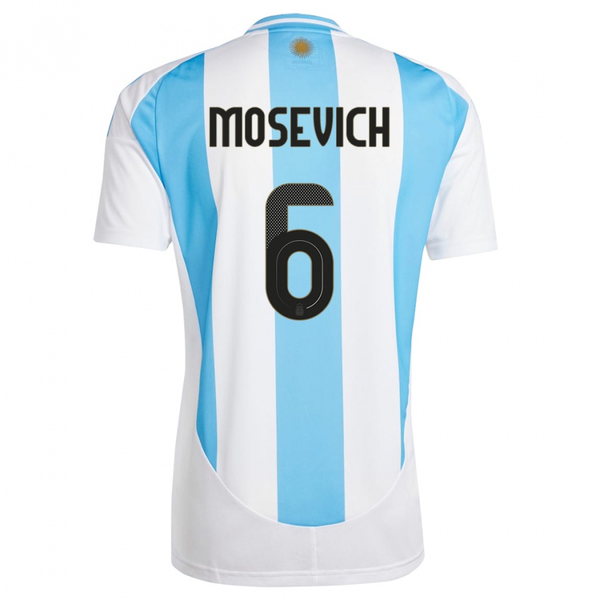 Niño Camiseta Argentina Leonel Mosevich #6 Blanco Azul 1ª Equipación 24-26 La Camisa