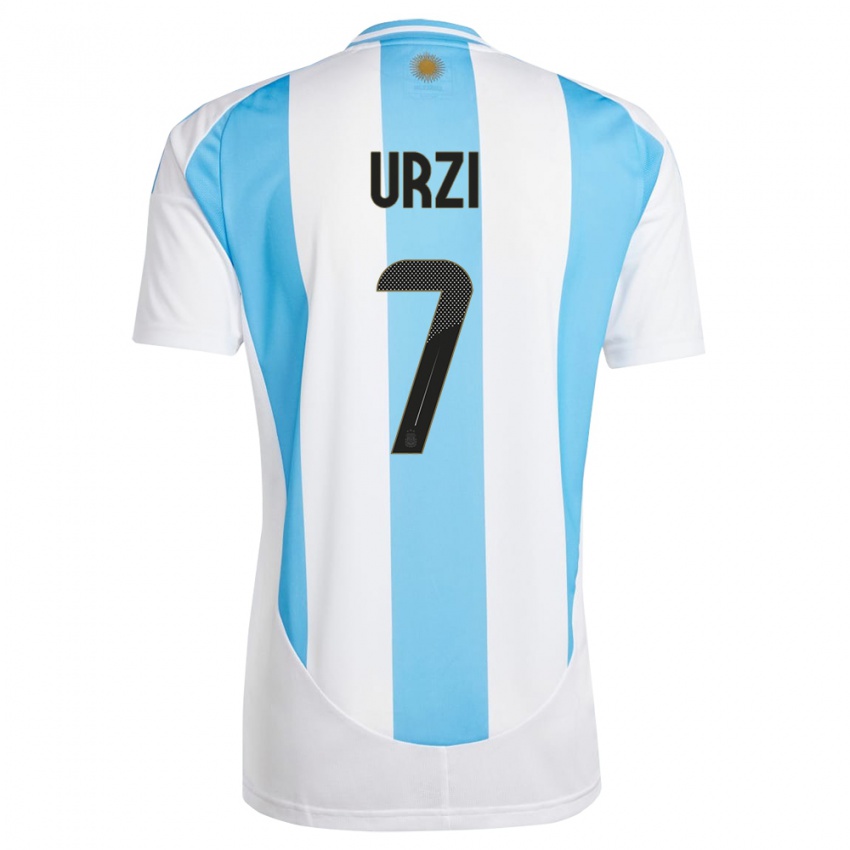 Niño Camiseta Argentina Agustin Urzi #7 Blanco Azul 1ª Equipación 24-26 La Camisa