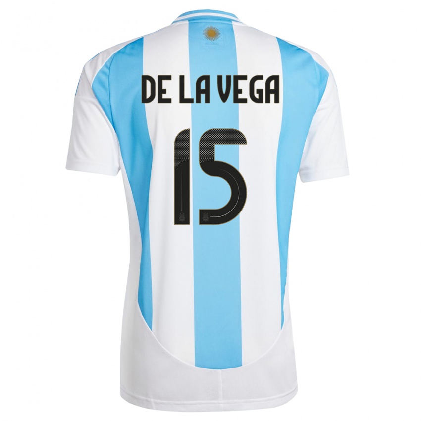 Niño Camiseta Argentina Pedro De La Vega #15 Blanco Azul 1ª Equipación 24-26 La Camisa