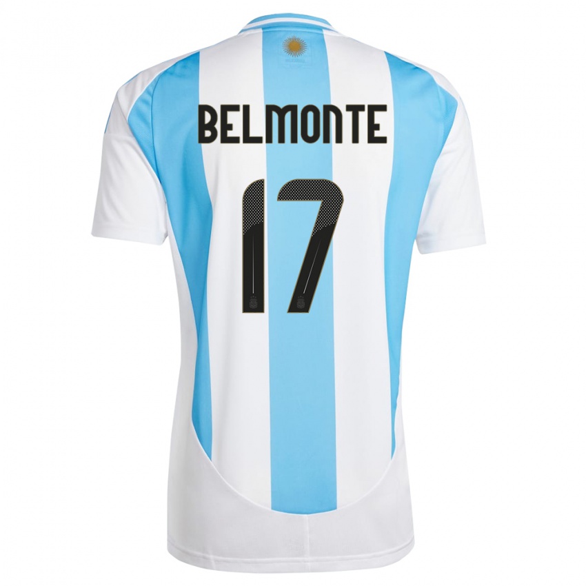 Niño Camiseta Argentina Tomas Belmonte #17 Blanco Azul 1ª Equipación 24-26 La Camisa
