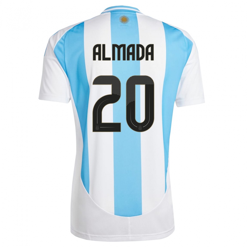 Niño Camiseta Argentina Thiago Almada #20 Blanco Azul 1ª Equipación 24-26 La Camisa