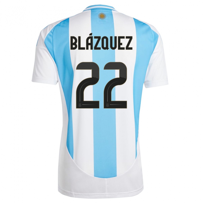 Niño Camiseta Argentina Joaquin Blazquez #22 Blanco Azul 1ª Equipación 24-26 La Camisa