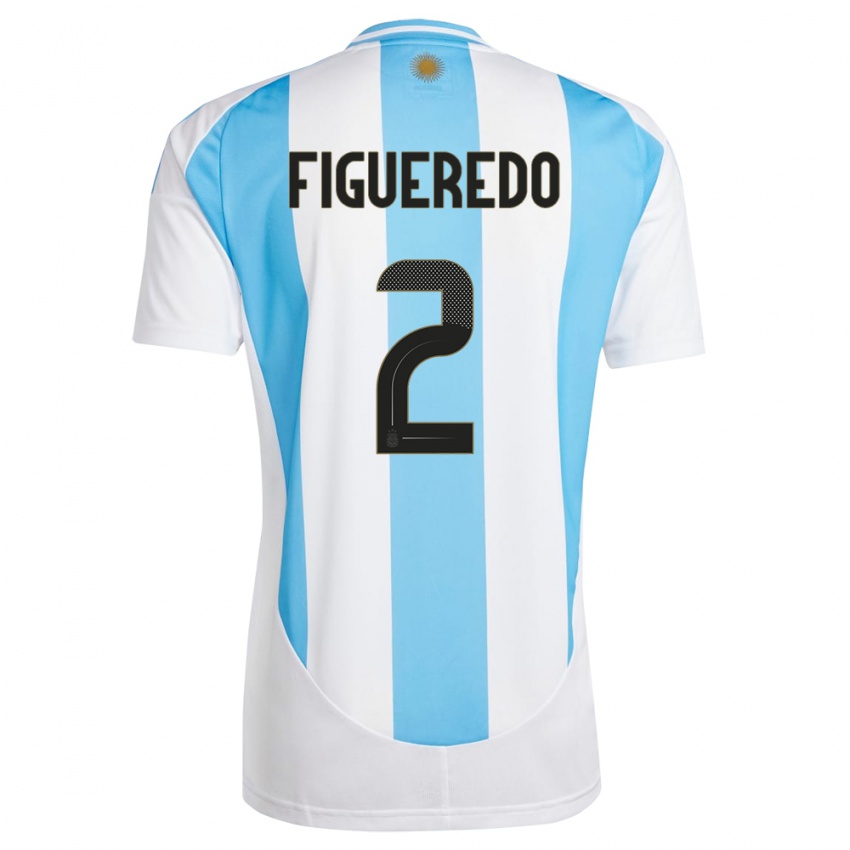 Niño Camiseta Argentina Leandro Figueredo #2 Blanco Azul 1ª Equipación 24-26 La Camisa