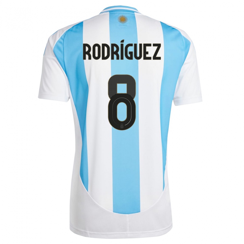 Niño Camiseta Argentina Agustin Rodriguez #8 Blanco Azul 1ª Equipación 24-26 La Camisa