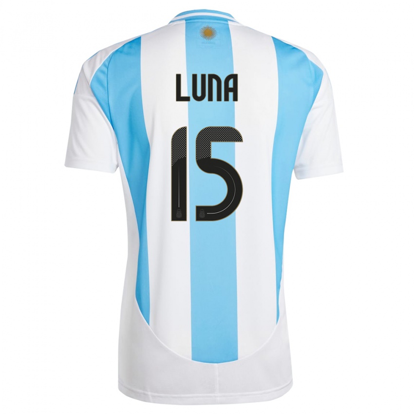Niño Camiseta Argentina Alex Luna #15 Blanco Azul 1ª Equipación 24-26 La Camisa
