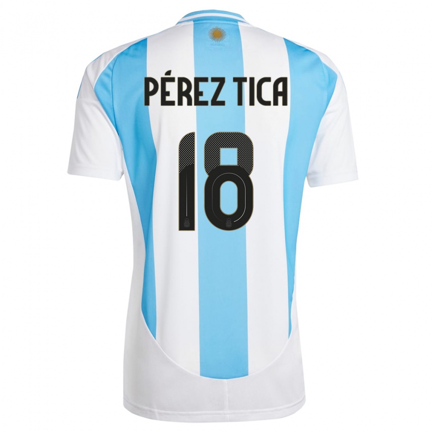 Niño Camiseta Argentina Jeremias Perez Tica #18 Blanco Azul 1ª Equipación 24-26 La Camisa