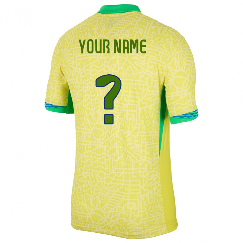 Niño Camiseta Brasil Su Nombre #0 Amarillo 1ª Equipación 24-26 La Camisa